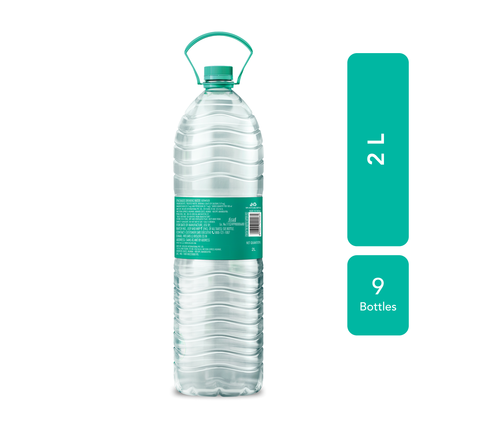 label on Bisleri 2 L Packaged Drinking Water